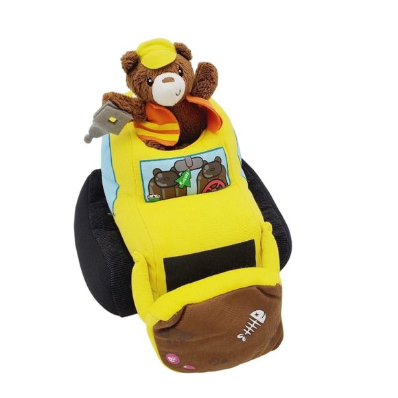 Baby GUND Lights Sound Bulldozer Teddy Bear Plush Construction‎ 9 Inches Yellow - Picture 1 of 6